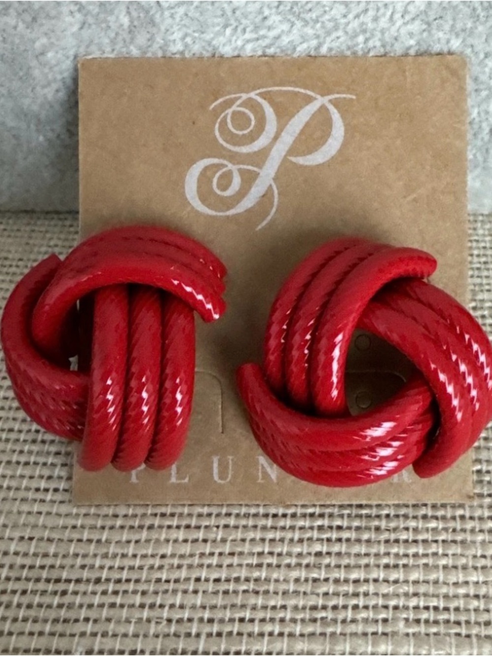 Plunder Design Fashion Jewelry Quincy Red Knotted Post Earrings